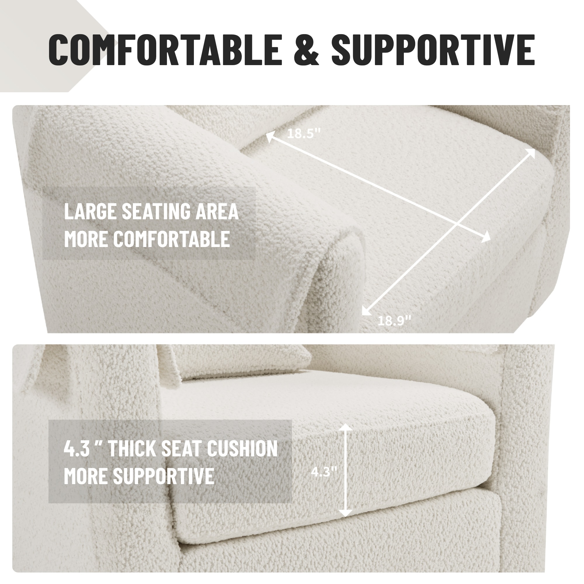 Swivel Accent Chair with Ottoman Set, Modern Chenille Barrel Armchair with Removable Back Pillow & 2 Armrest Covers for Living Room, Bedroom, Office, White